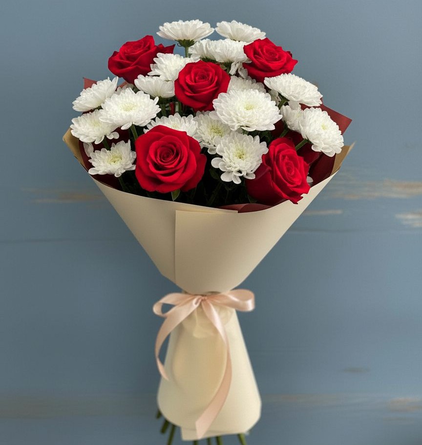 Букет цветов из: Розы и Хризантемы в Ивне