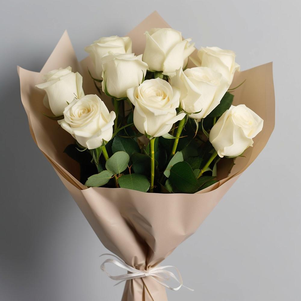 Букет 9 Белых роз Эдлесс Лав в Ивне