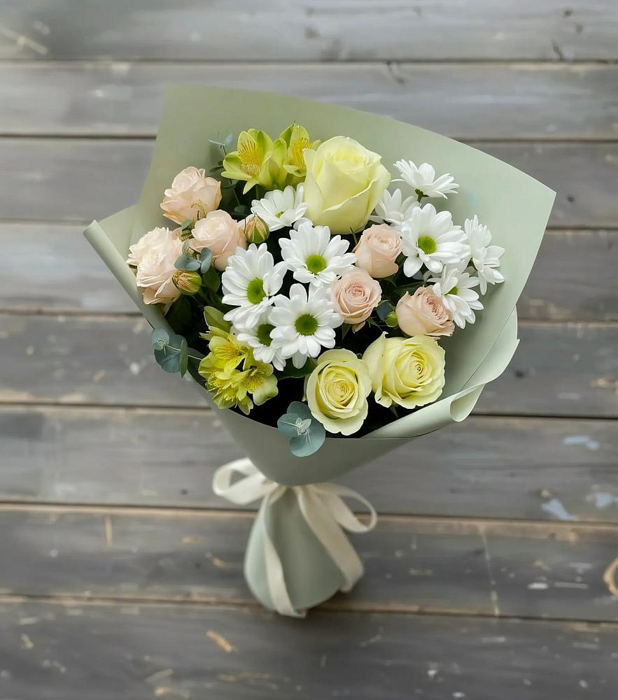 Букет цветов из: Альстромерии, Розы и Хризантемы в Ивне