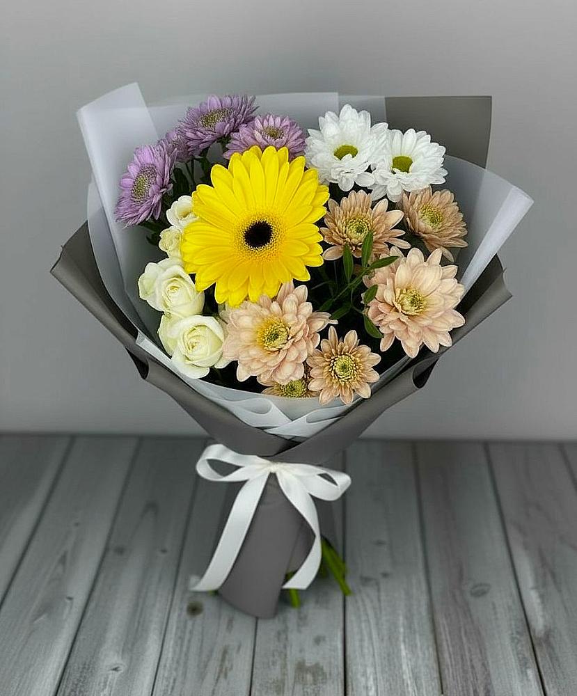 Букет цветов из: Розы, Герберы и Хризантемы в Ивне