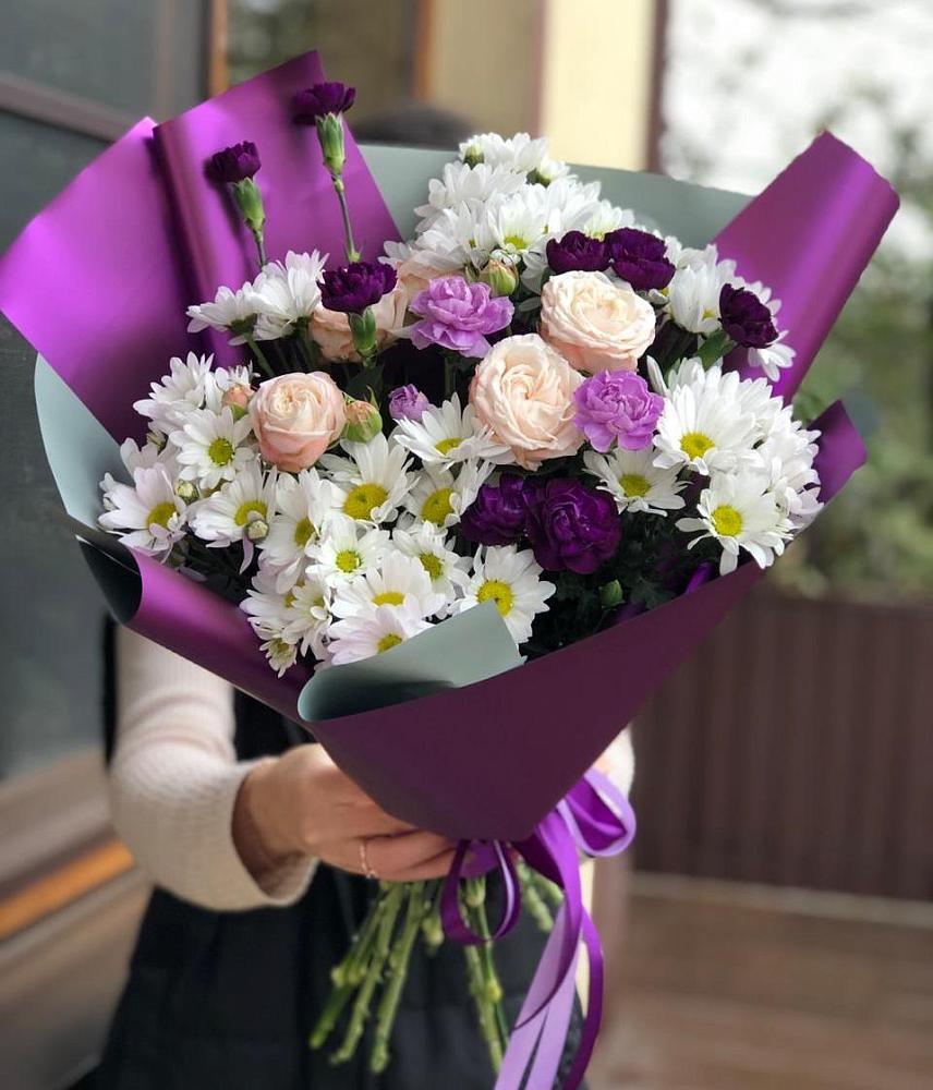 Букет цветов из: Хризантемы, Гвоздики и Розы в Ивне