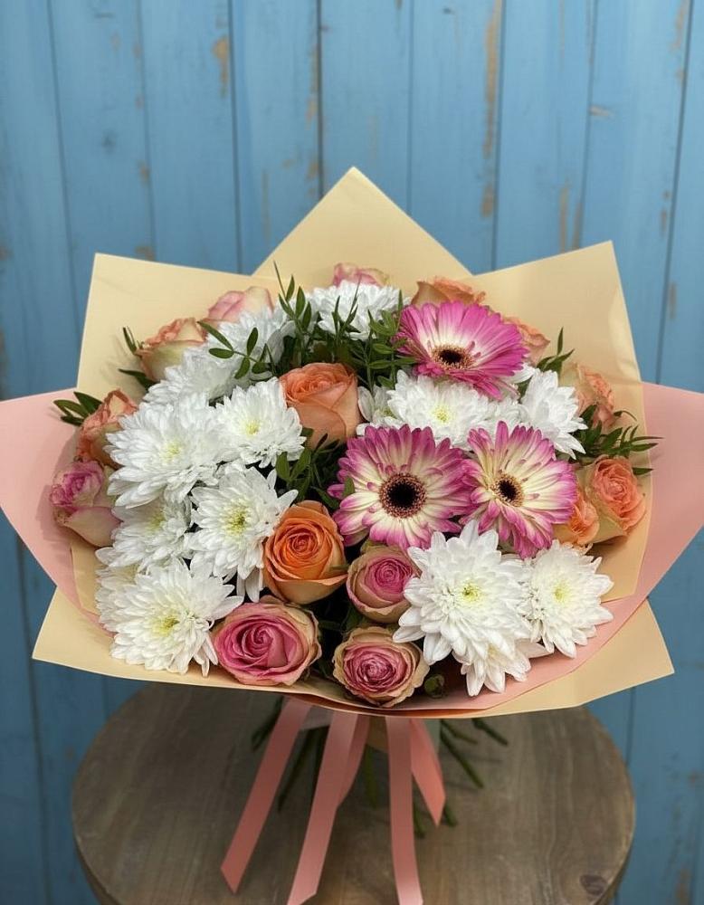 Букет цветов из: Розы, Герберы и Хризантемы в Ивне