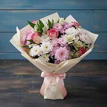 Букет цветов из:  Хризантемы, Альстромерии и Розы в Ивне