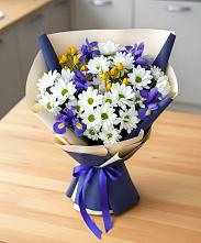 Букет цветов из:  Розы, Ирисы и Хризантемы #REPLACE_PRED# Ивне