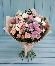 Букет цветов из:  Хризантемы, Розы и Альстромерии в Ивне