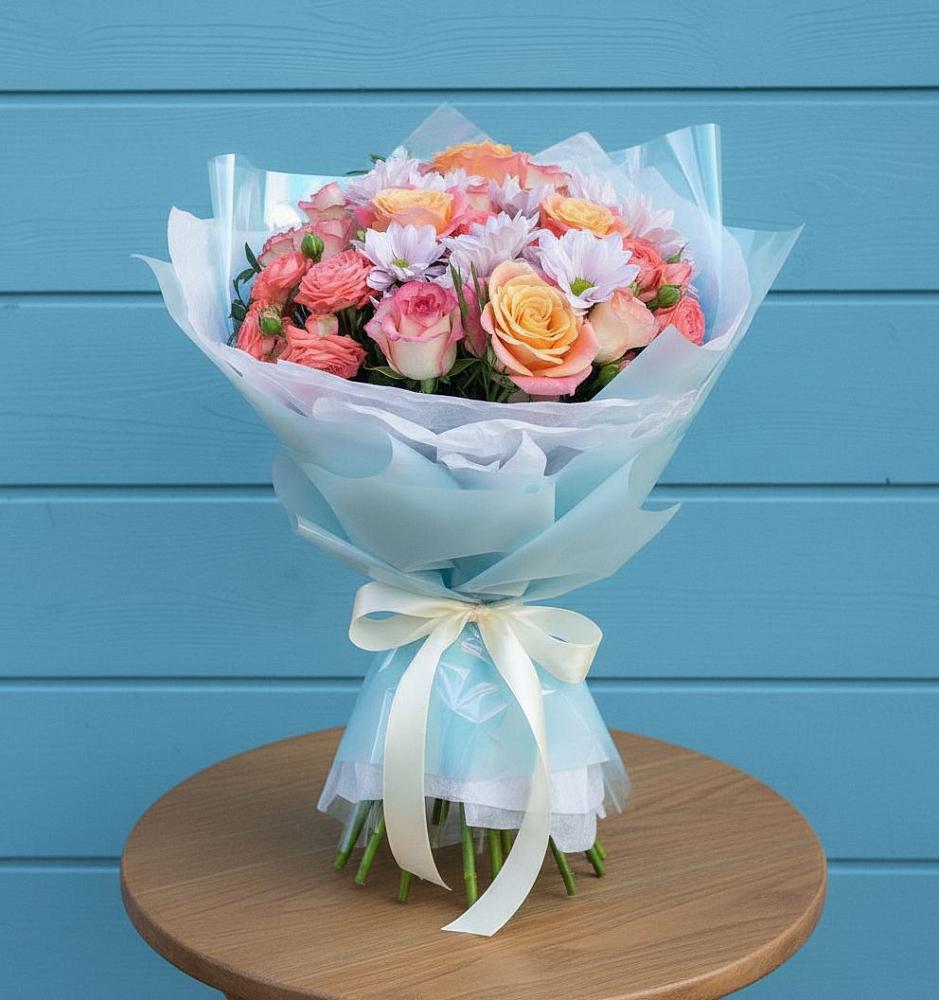 Букет цветов из: Хризантемы и Розы в Ивне