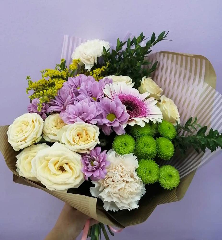 Букет цветов из: Хризантемы, Розы, Гвоздики и Герберы в Ивне