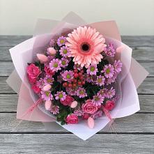 Букет цветов из:  Розы, Герберы и Хризантемы в Ивне