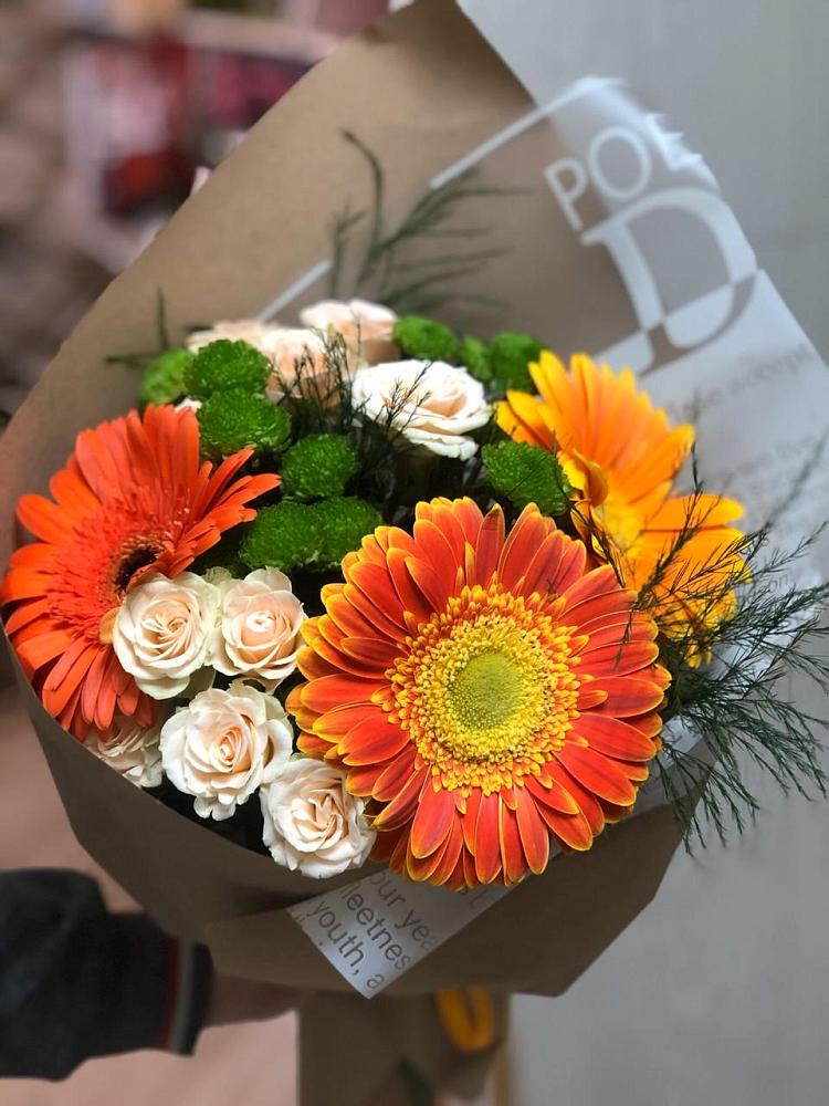 Букет цветов из: Герберы, Хризантемы и Розы в Ивне