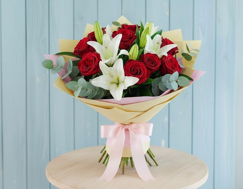 Букет цветов из: Лилии и Розы в Ивне